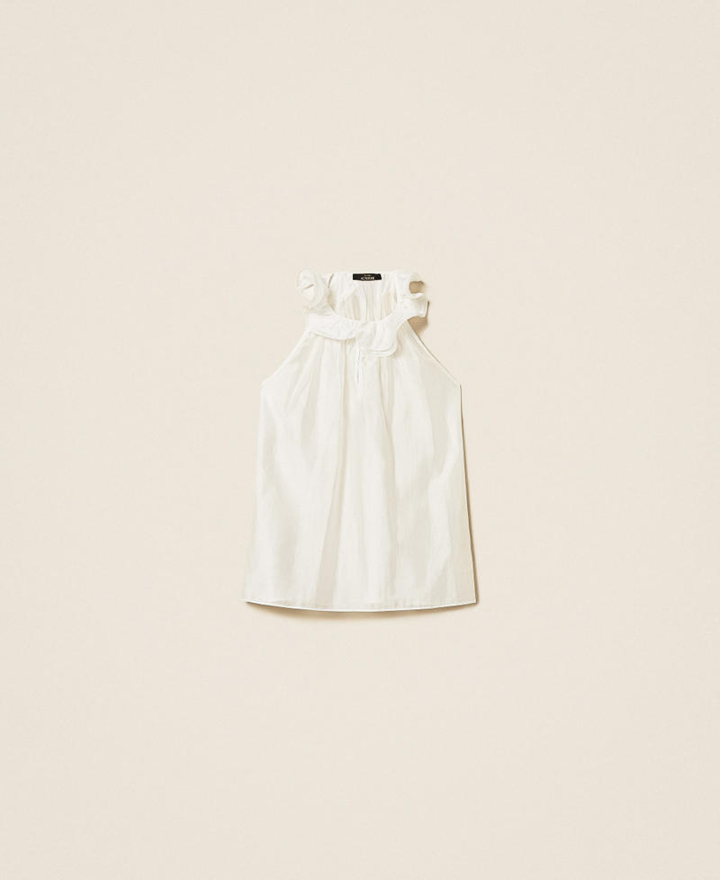 Top in voile con volant Off White Donna 261AP2184_00526_S0