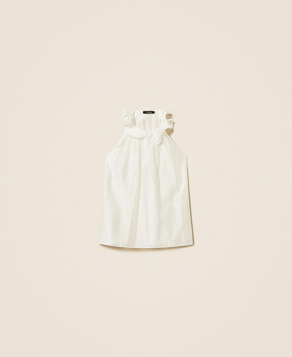 Top in voile con volant Off White Donna 261AP2184_00526_S0