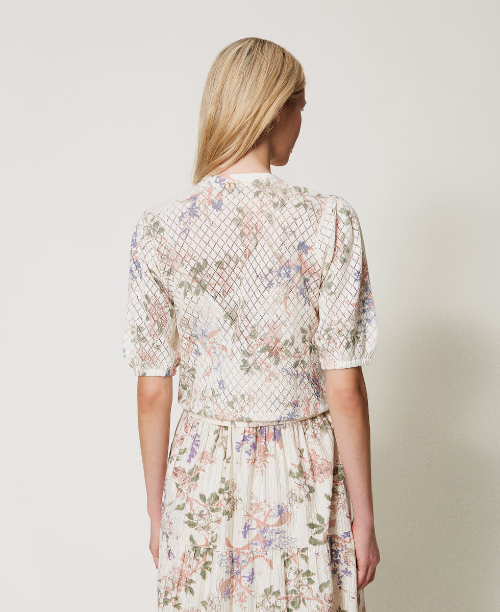 Floral cropped cardigan Multicolour Floral Print Woman 251TT3320_12531_04