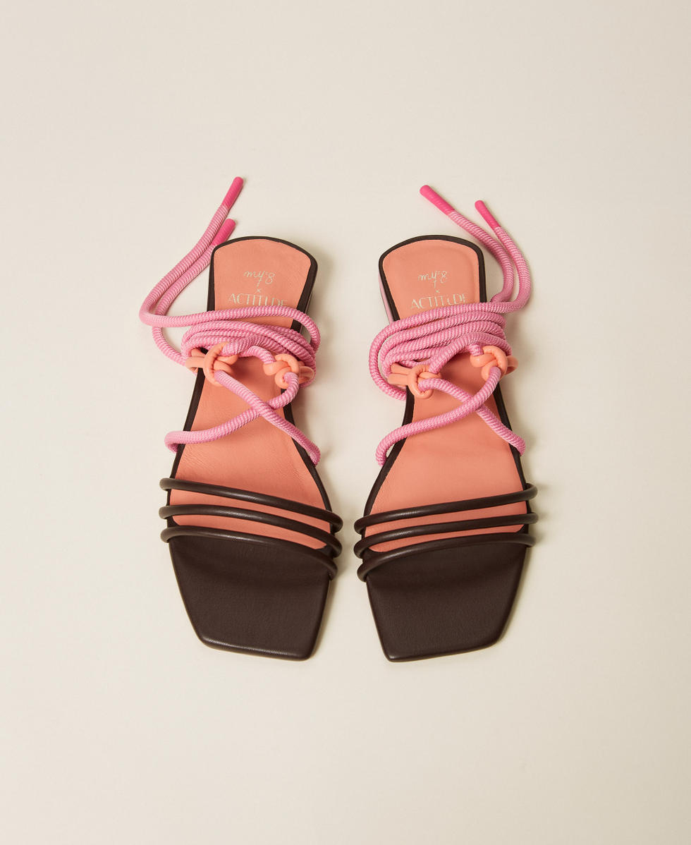 MYFO colour block flat sandals "Mahogany" Orange Woman 261AQT012_10060_04