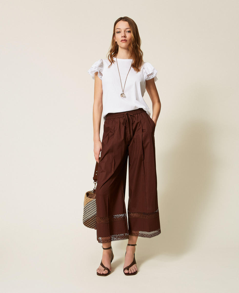 T-Shirt in Regular-Fit mit Spitze Wei&szlig; Frau 261TT2064_00001_T0