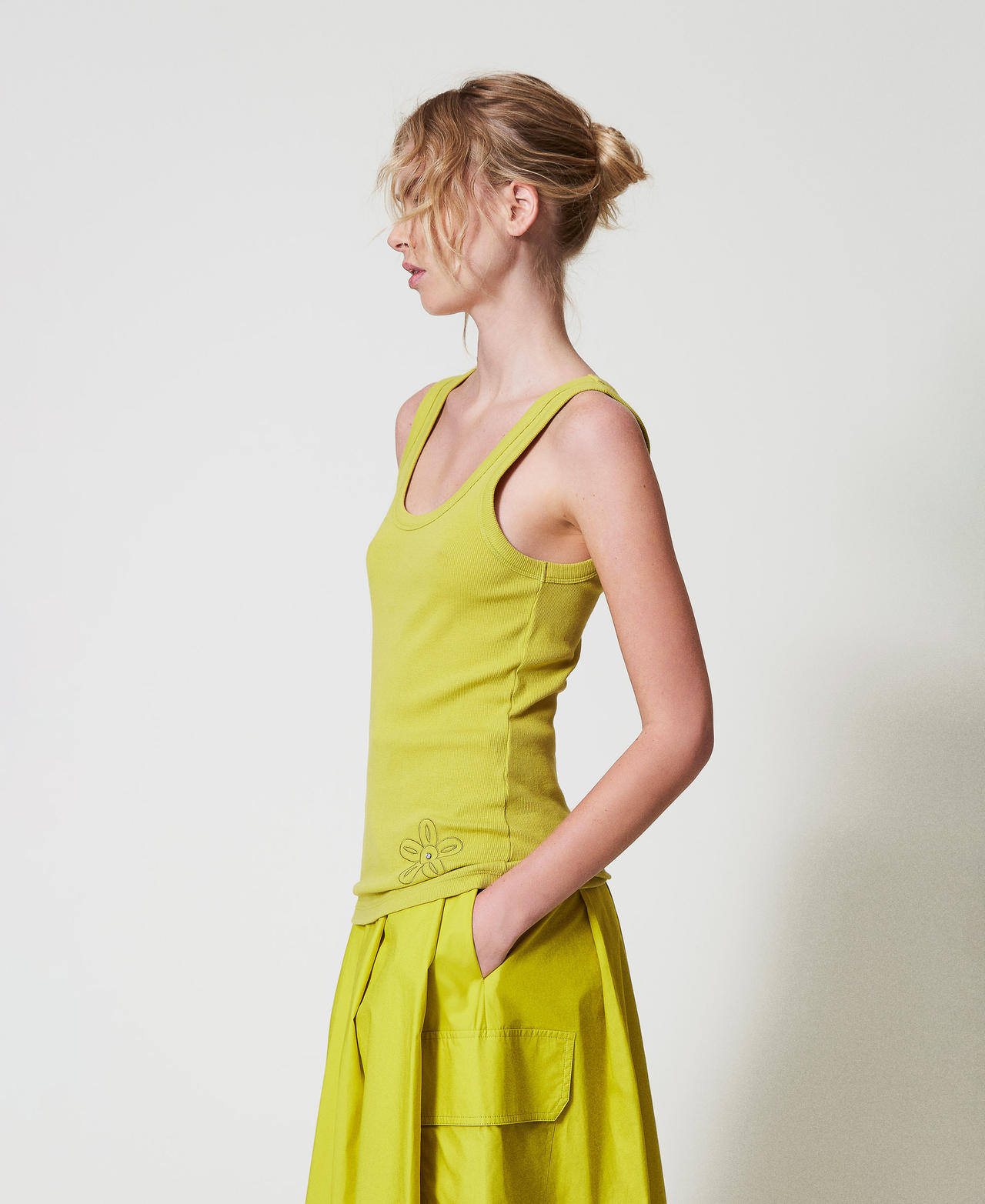 Ribbed top with rhinestones Citronelle Woman 251AP2431_00910_01
