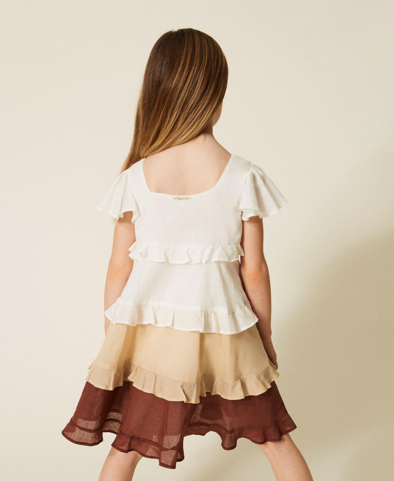 Abito corto baby in mussola multicolor Multicolor Off White / Beige "Safari" / Marrone"Dark Root" Bambina 261GB2110_13309_03