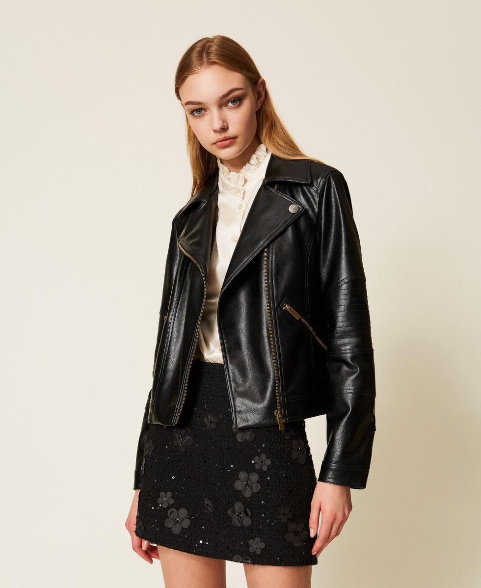 Faux leather biker jacket