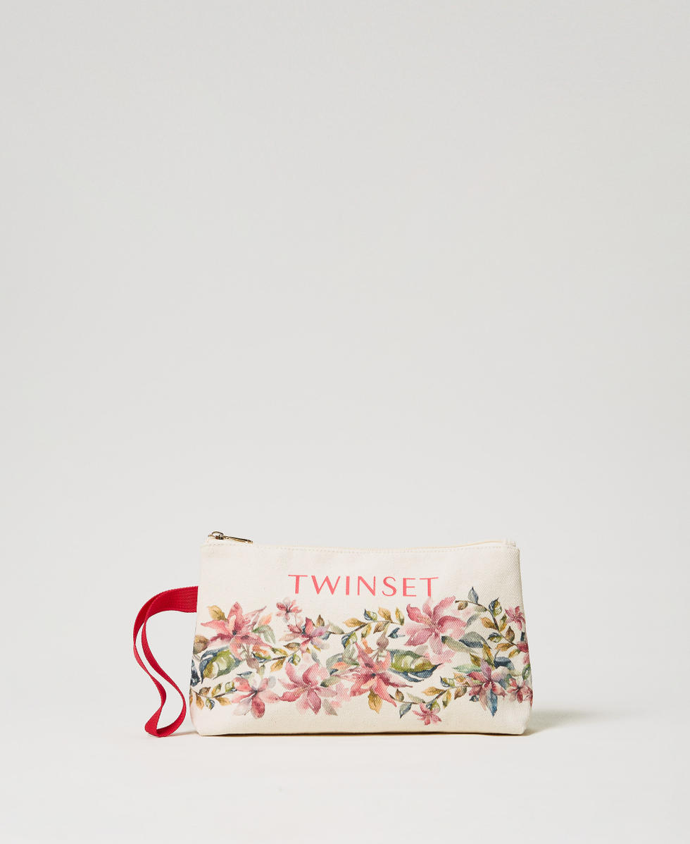 Printed canvas clutch Mother of Pearl/Multicolour Floral Print Woman 251LB7ABB_12194_01