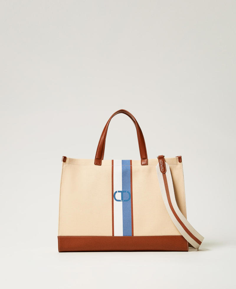 Canvas shopper bag with Oval T