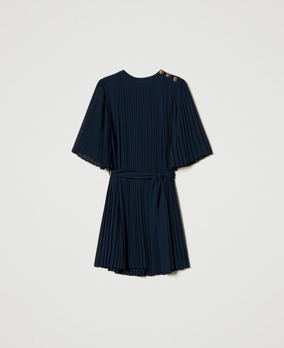 Short cr&ecirc;pe georgette dress Blue Night Woman 251TP2051_00238_S0