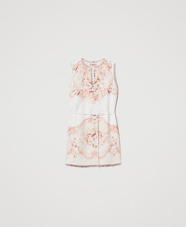 Short dress in printed linen