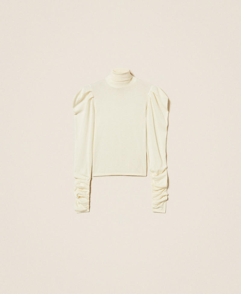 Turtle neck jumper with draping White Snow Woman 252AT3080_00282_S0