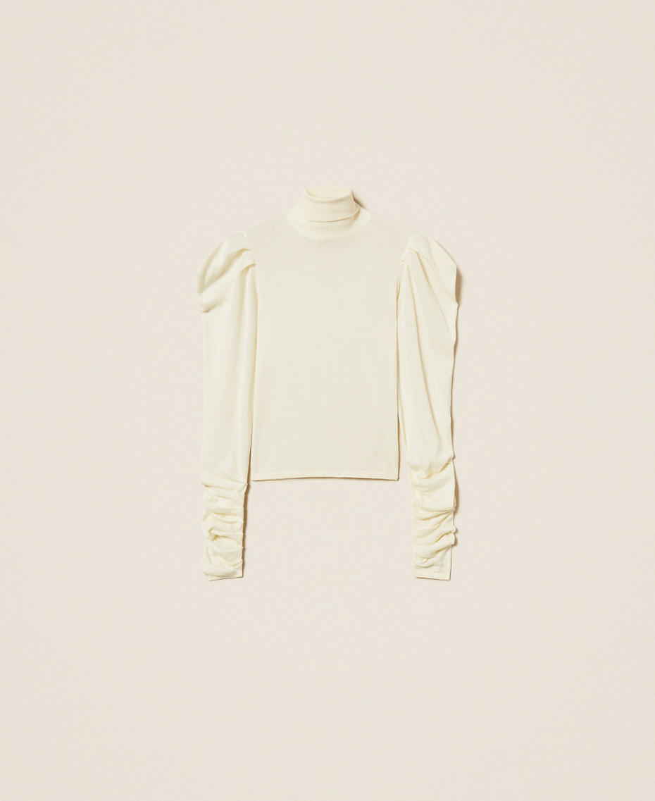 Turtle neck jumper with draping White Snow Woman 252AT3080_00282_S0