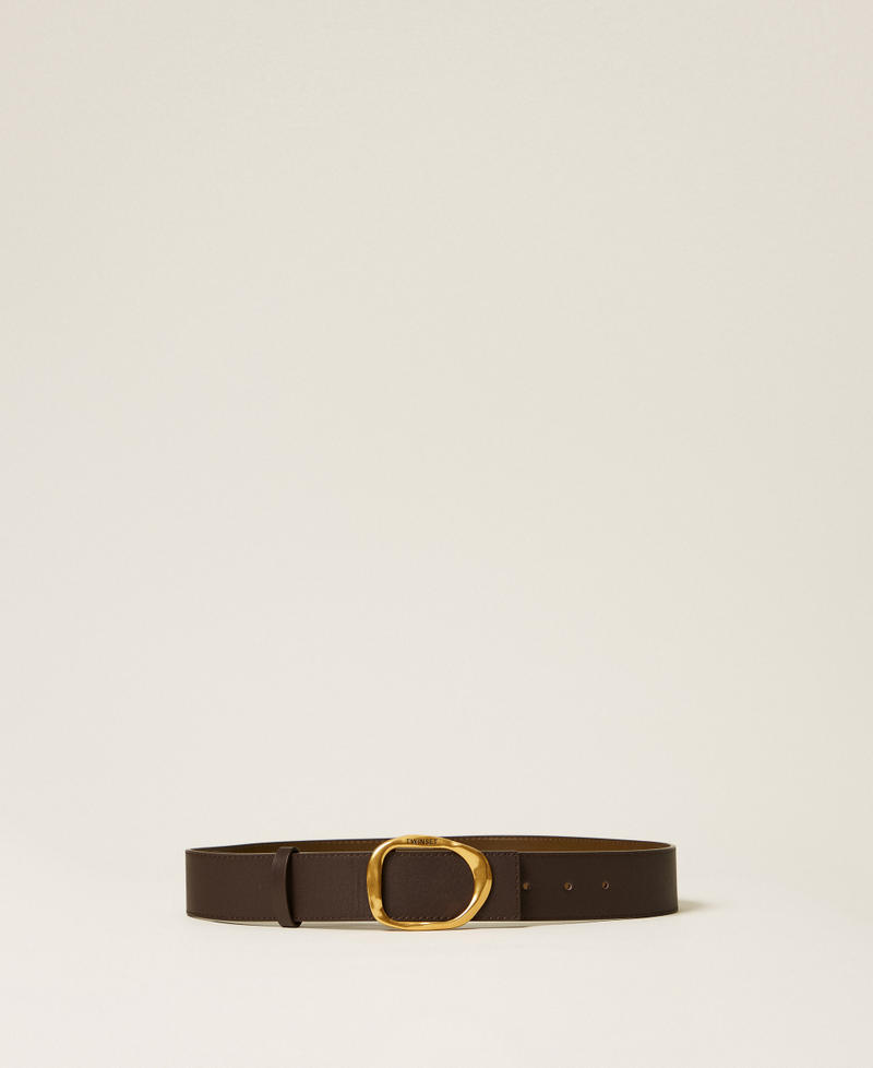 Reversible leather belt Two tone Black Chocolate/Beech Green Woman 252TO525A_12944_01