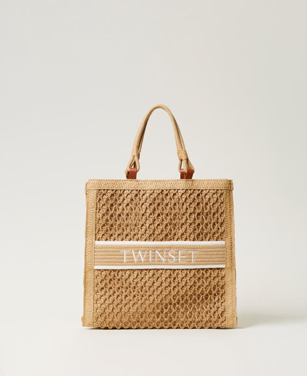 Borsa shopper in paglia intrecciata