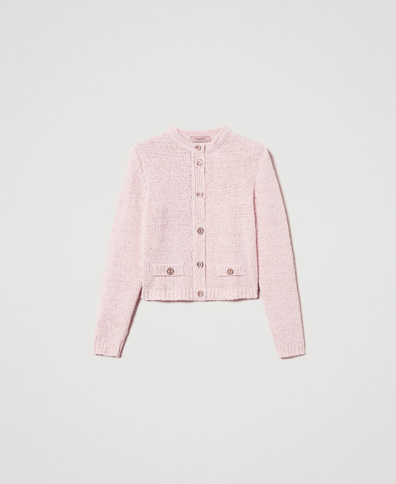 Knit jacket with Oval T buttons Cupcake Pink Woman 251TP3442_00178_0S