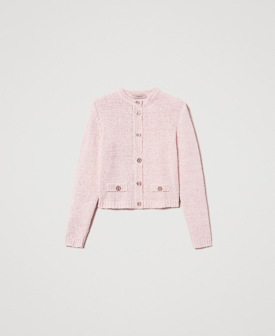 Knit jacket with Oval T buttons Cupcake Pink Woman 251TP3442_00178_S0