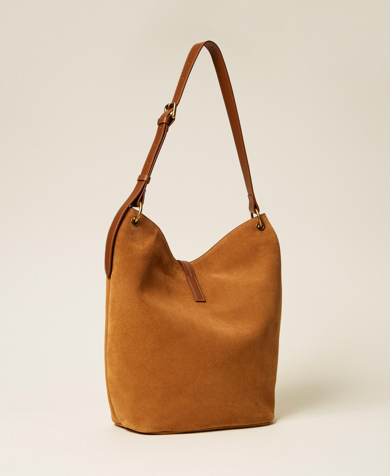 Hobo-Tasche aus Veloursleder "Bubinga Wood"-Braun Frau 262TB7150_11061_03