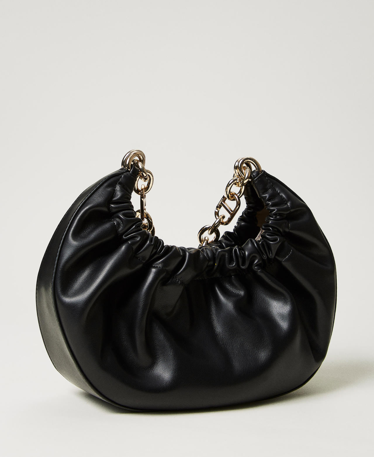 Hobo-Bag „Croissant“ mit Raffung Schwarz Frau 251TD8030_00006_03