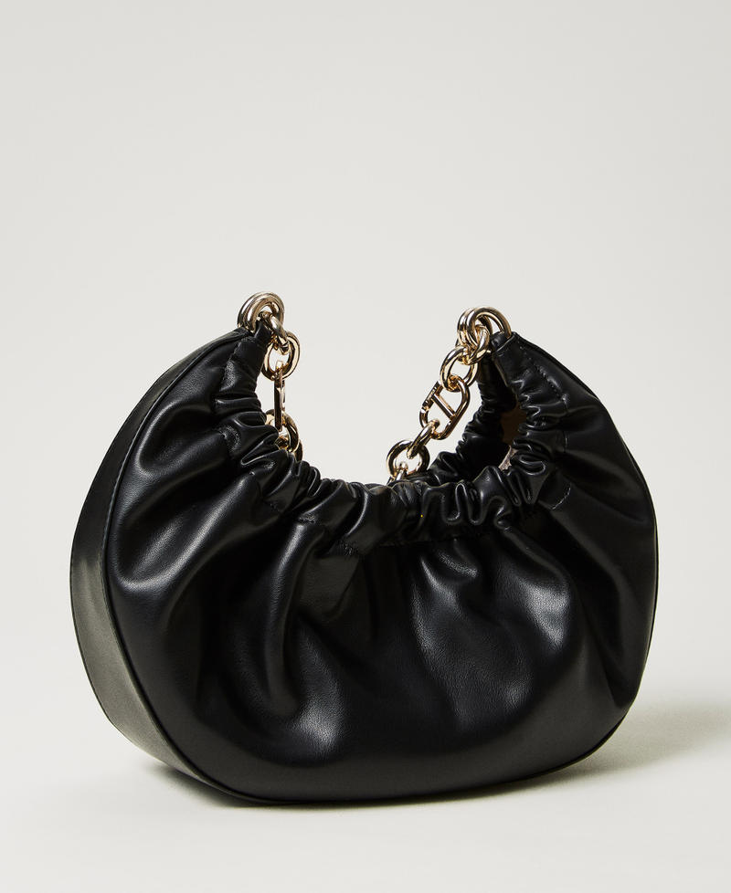 Hobo-Bag „Croissant“ mit Raffung Schwarz Frau 251TD8030_00006_03