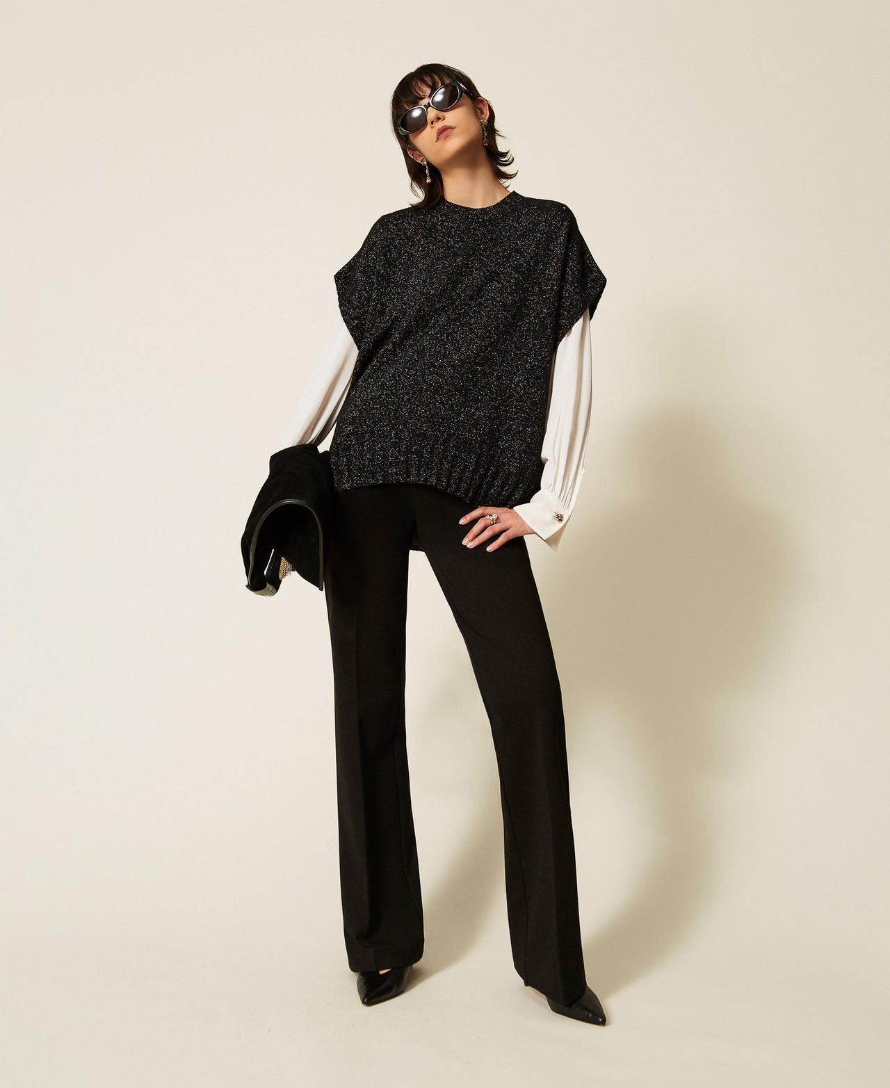 Wool and cashmere jumper with lurex