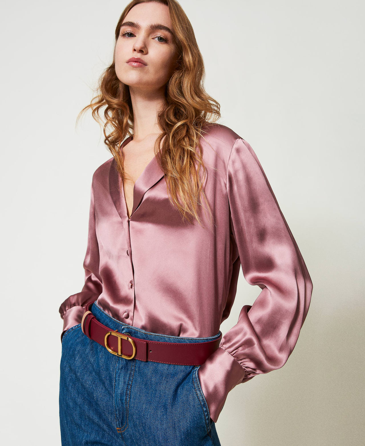 Scee by twin set Cintura reversibile in pelle con Oval T