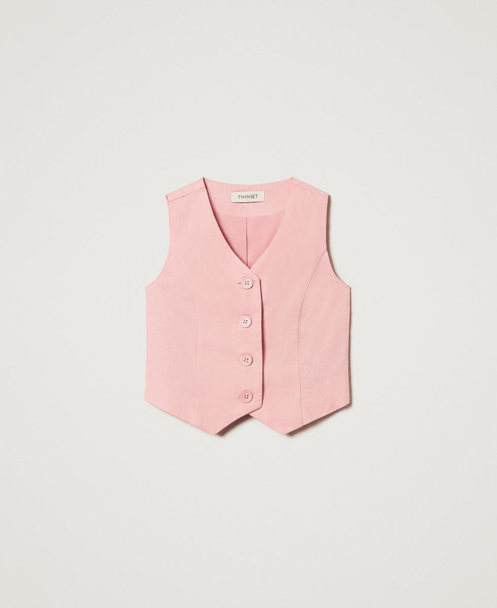 Linen blend single-breasted waistcoat Sweet Rose Girl 251GJ2402_00533_S0
