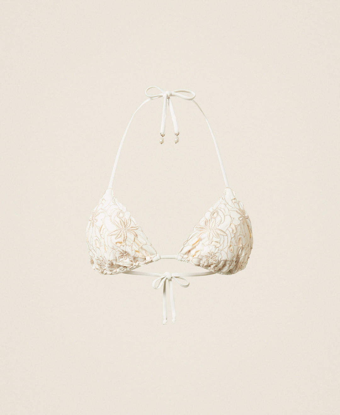 Haut de maillot de bain triangle avec broderie florale