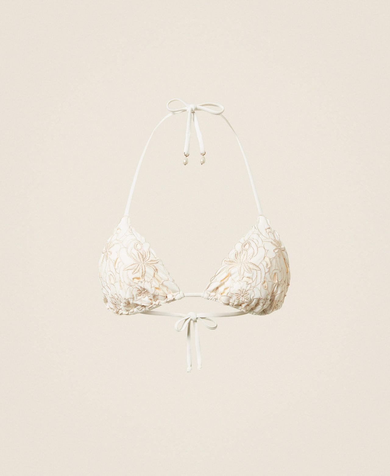 Haut de maillot de bain triangle avec broderie florale