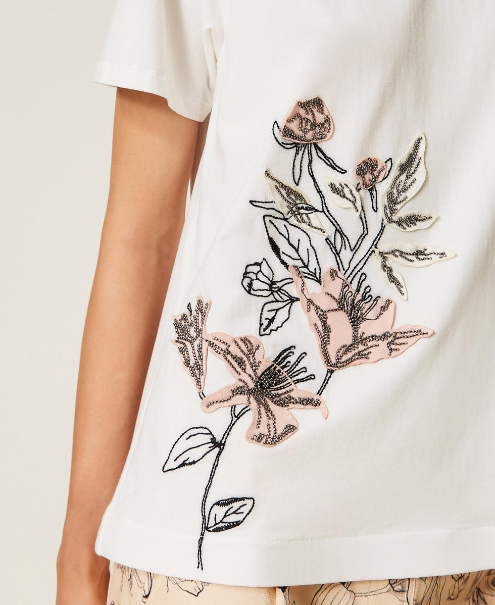 T-shirt with floral embroidery Off White Woman 262LI2CUU_00526_04