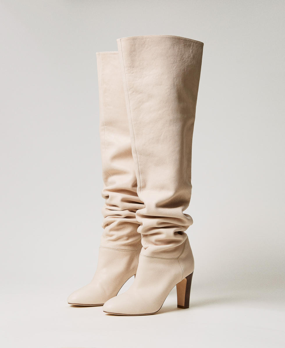 Nappa leather thigh-high boots