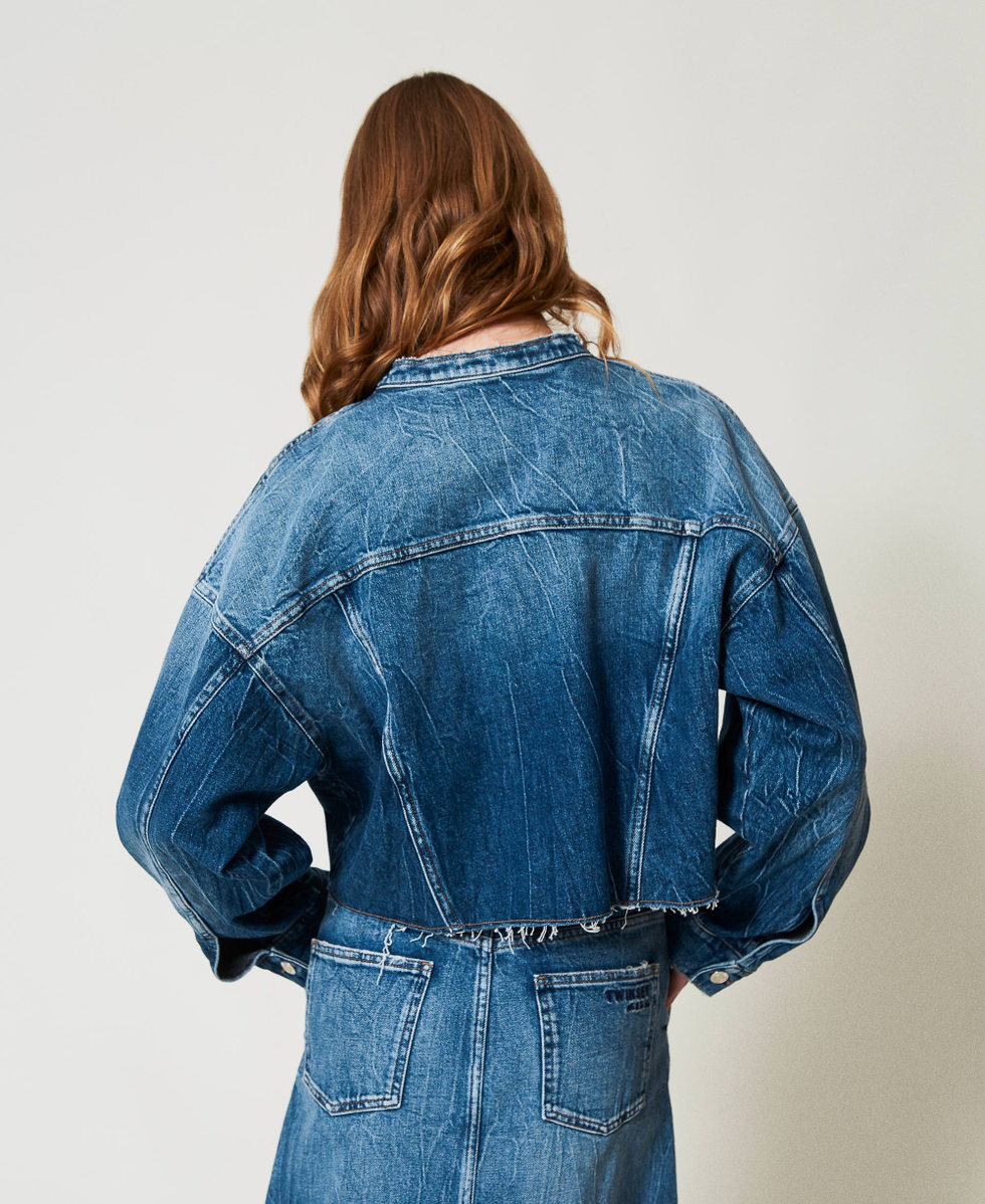Denim jacket with pockets Light Denim Woman 251AP2380_11453_02