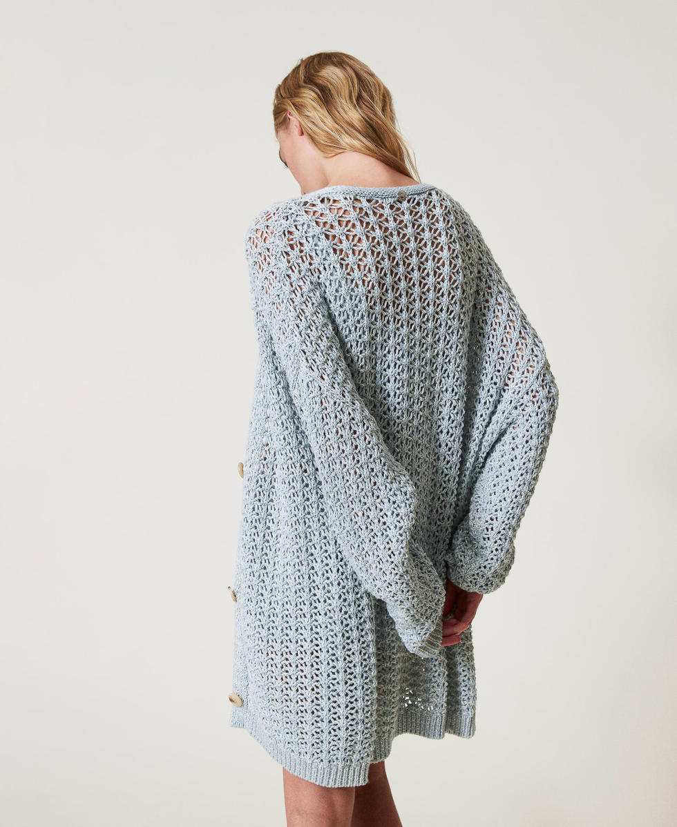 Openwork maxi cardigan Multicolour Canal Blue Woman 251AP3164_12225_02