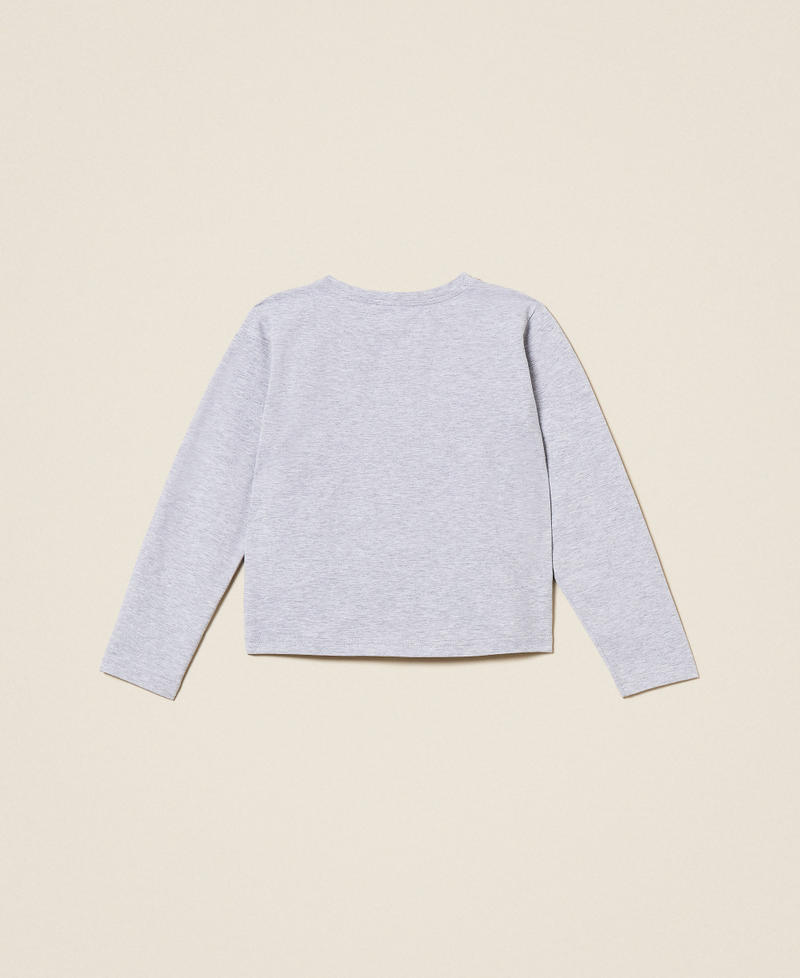 T-shirt with print and rhinestones Light  Melange Grey Girl 252GJ2321_11834_S1