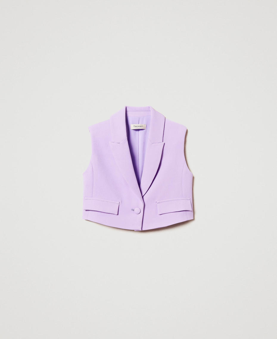 Crêpe cropped waistcoat Pastel Violet Girl 251GJ2QN6_11862_S0