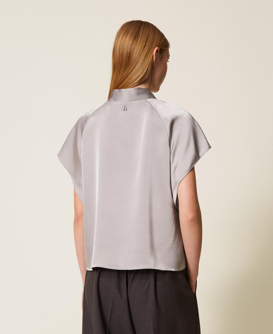 Satin shirt with bow Grey Ash Woman 252AP2417_12614_03
