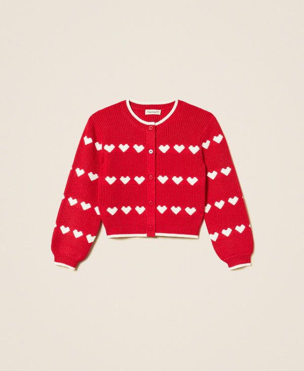 Baby&acute;s cardigan with jacquard heart pattern