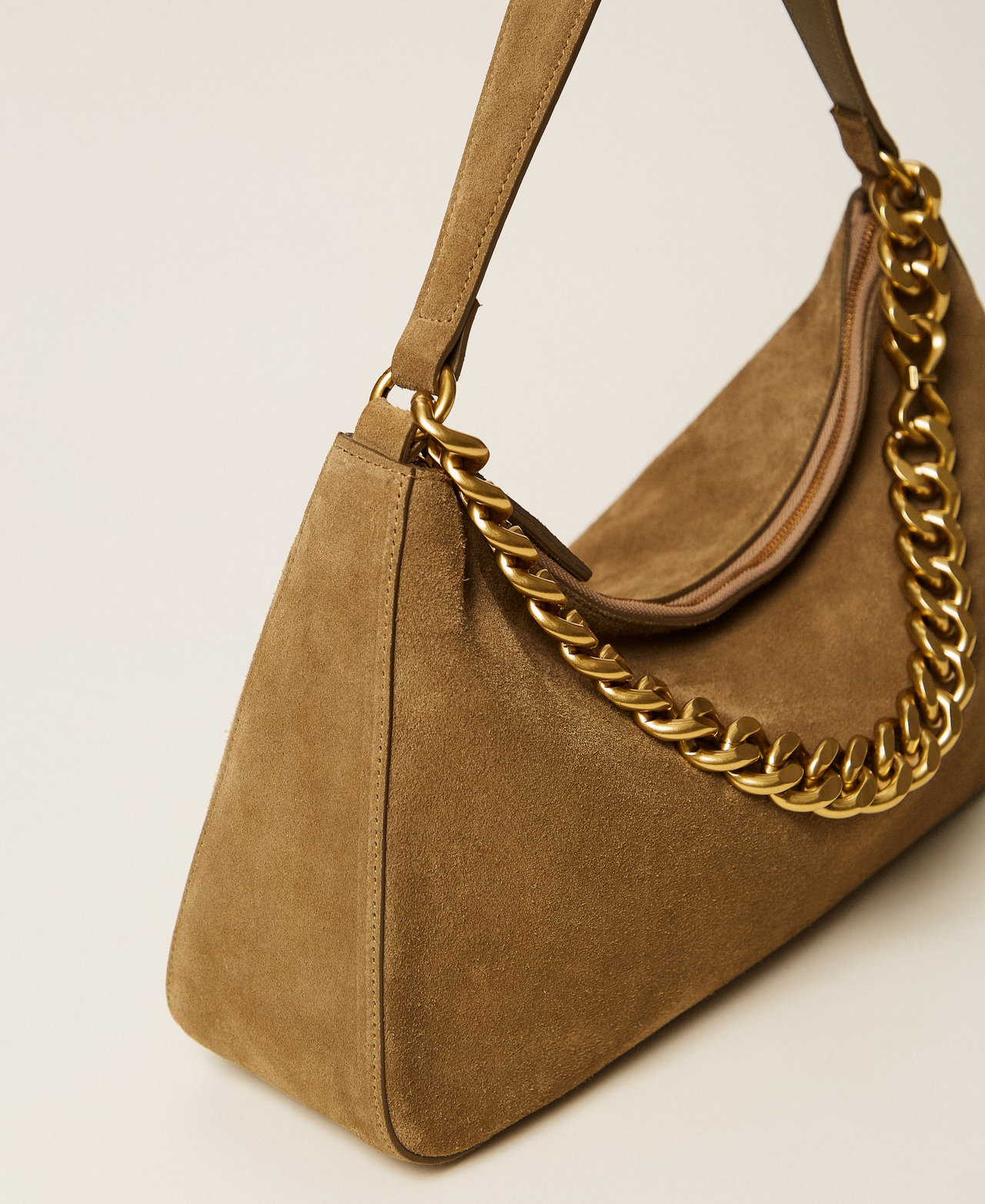 Liliane medium suede bag Olive Drab Woman 999TB7015_13802_02