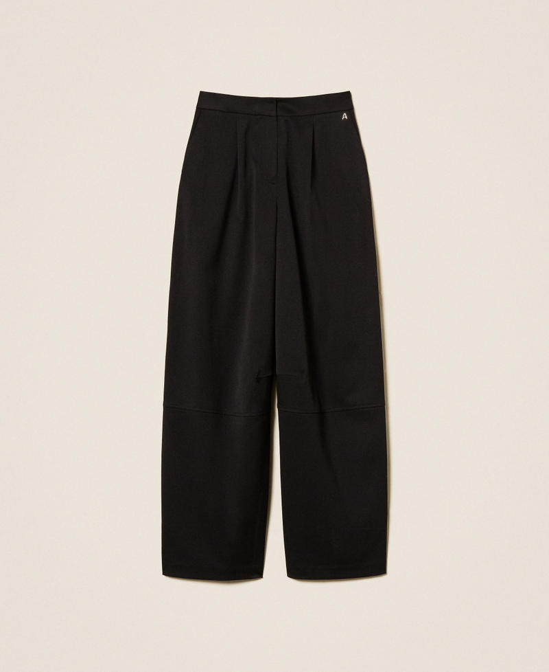 Брюки палаццо с защипами Черный женщина 252AT2011_00006_S0