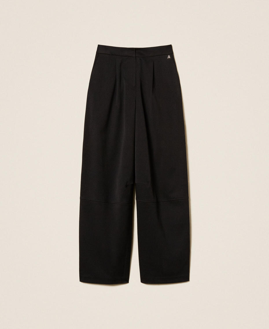 Брюки палаццо с защипами Черный женщина 252AT2011_00006_S0