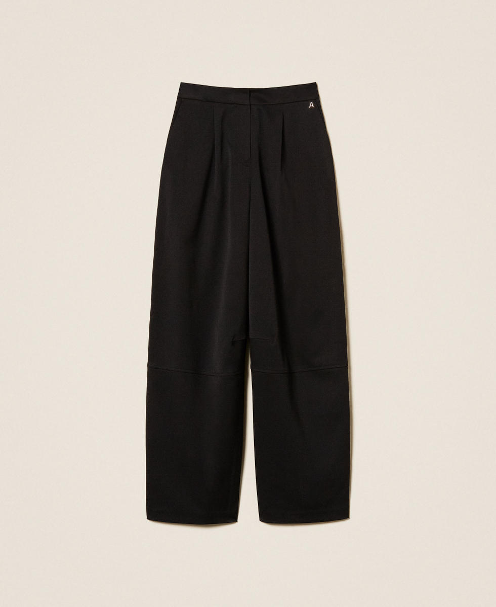 Pantalon palazzo avec pinces Noir Femme 252AT2011_00006_S0