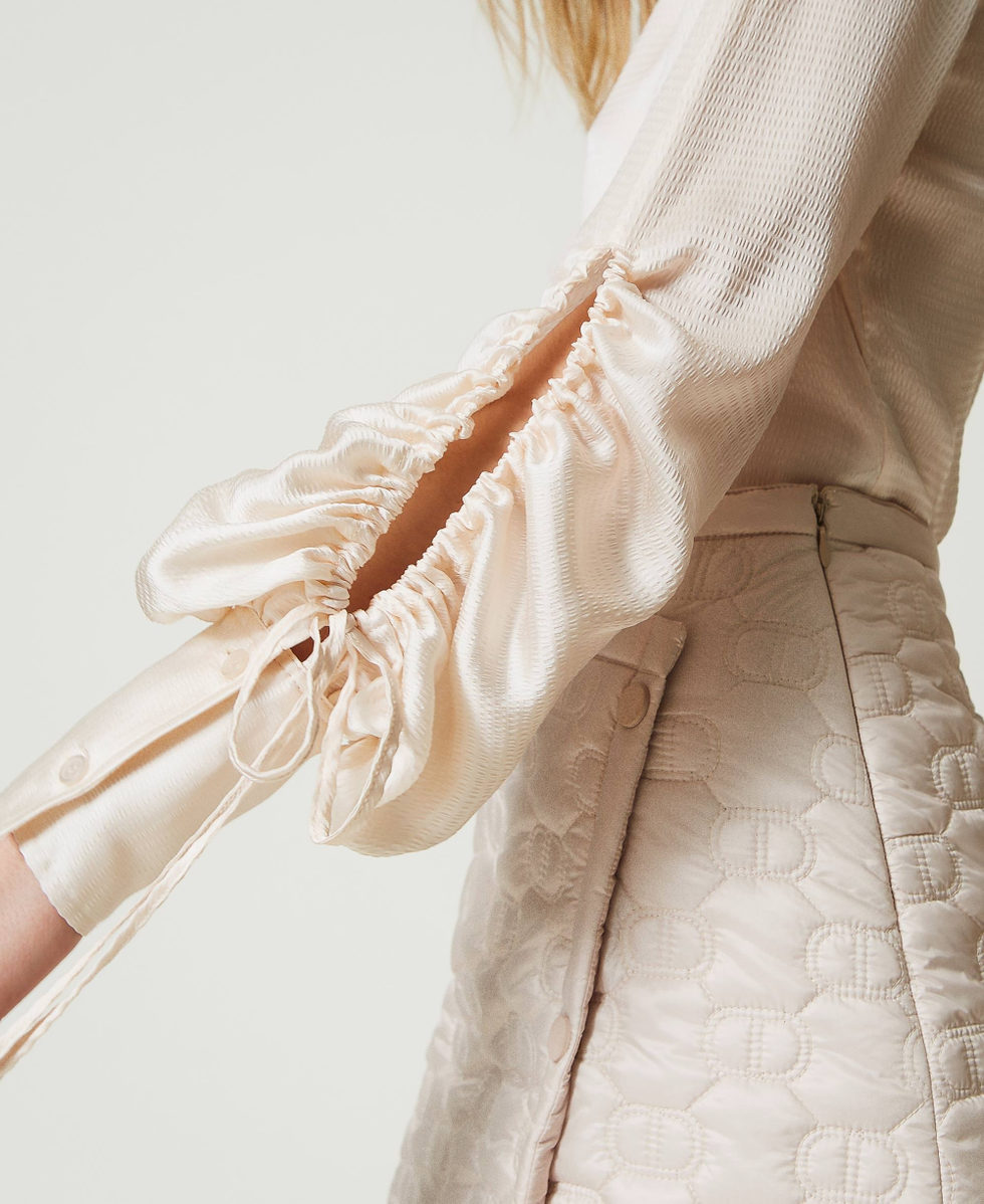 Chemise en satin martelé avec ajour Blanc « Old White » Femme 242TP2477_11748_08