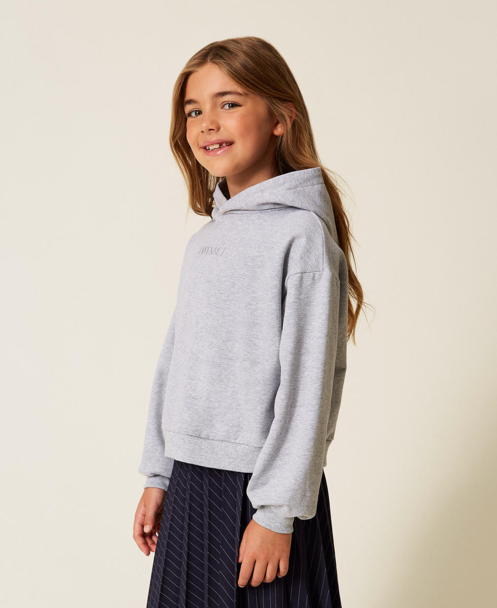 Hoodie with logo embroidery Light  Melange Grey Girl 252GJ2010_11834_02