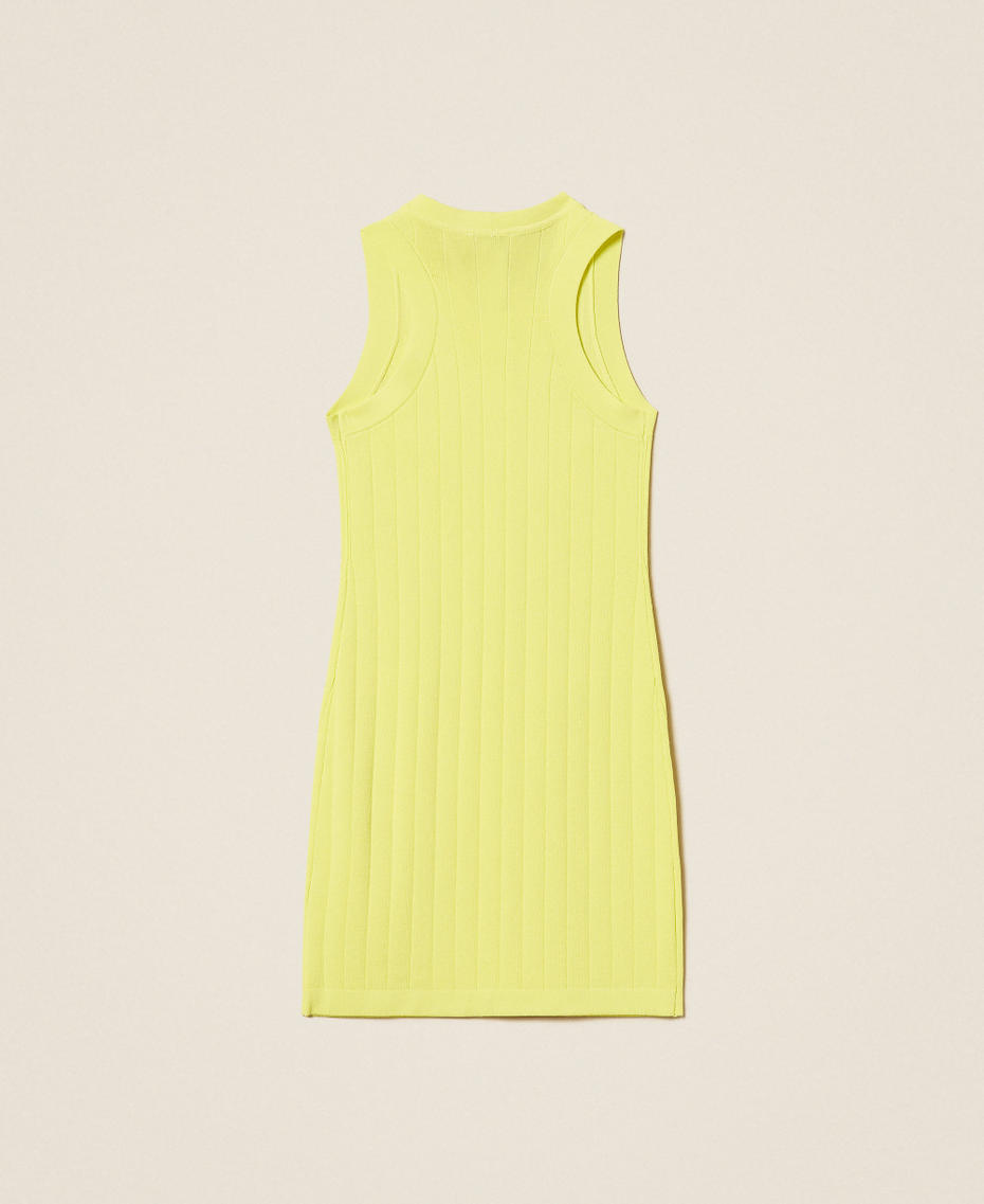 Kurzes Strickkleid mit Kn&ouml;pfen &bdquo;Limelight&ldquo;-Gelb M&auml;dchen 261GJ3063_06210_S1