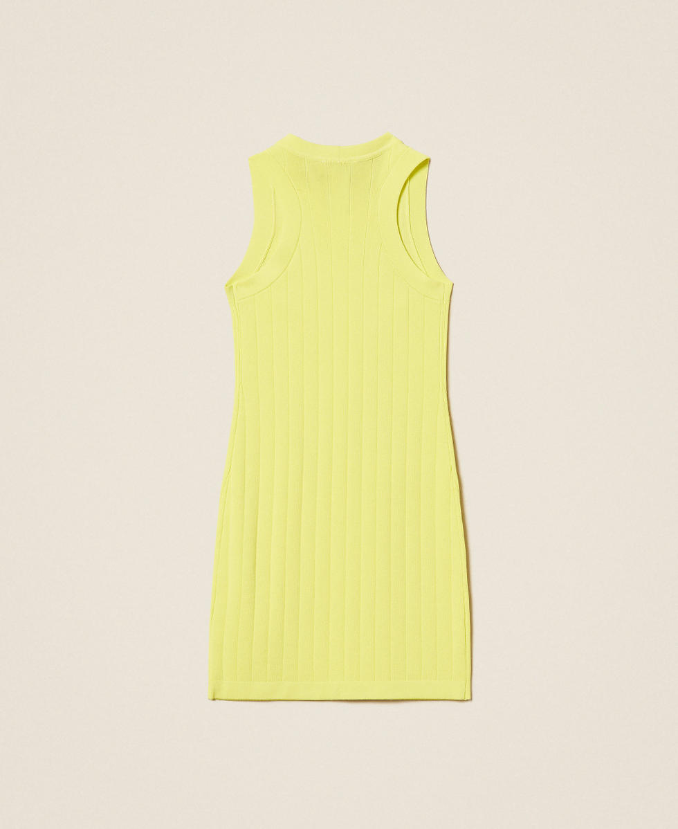 Robe courte en maille avec boutons Jaune &laquo;&thinsp;Limelight&thinsp;&raquo; Fille 261GJ3063_06210_S1