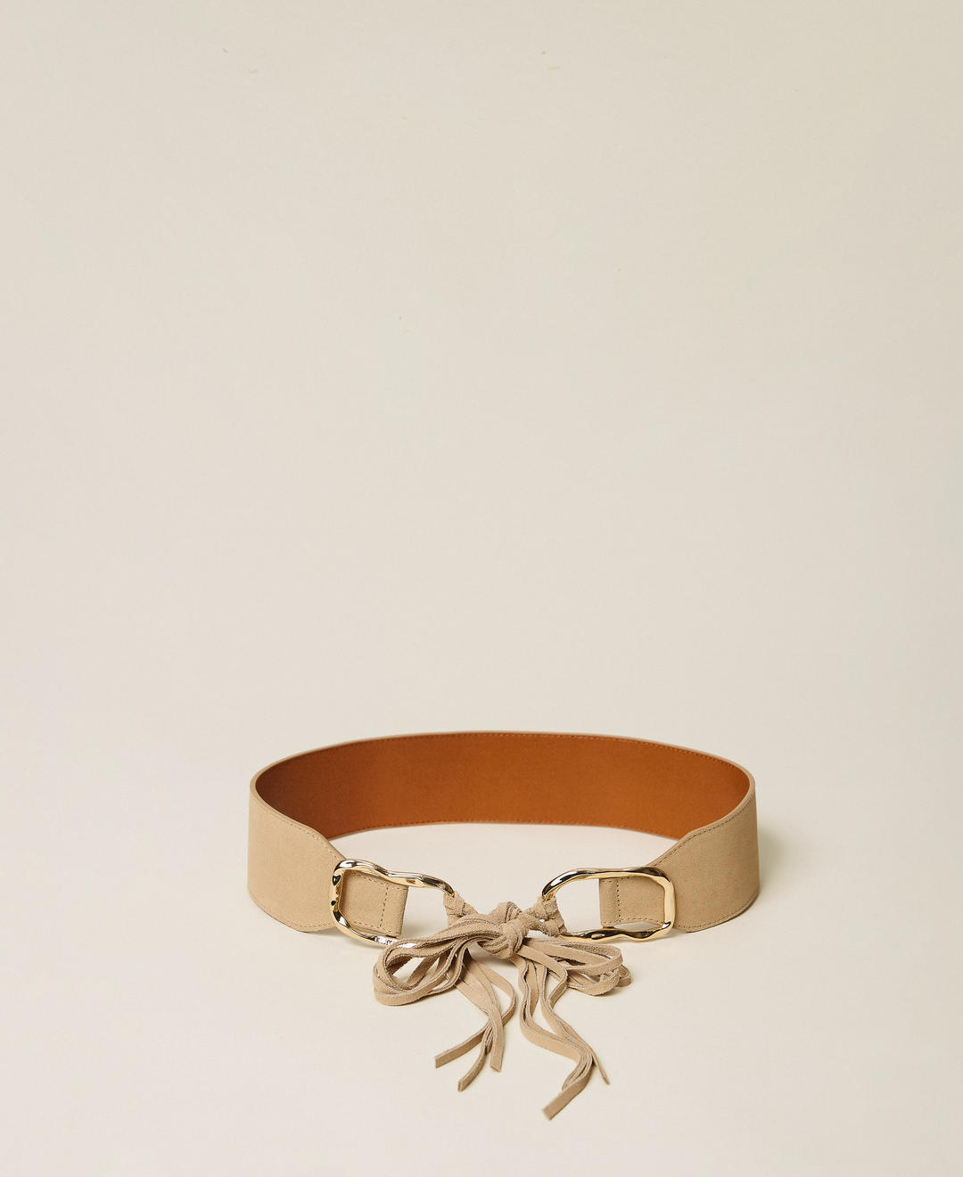 Ceinture en cuir velours avec anneaux