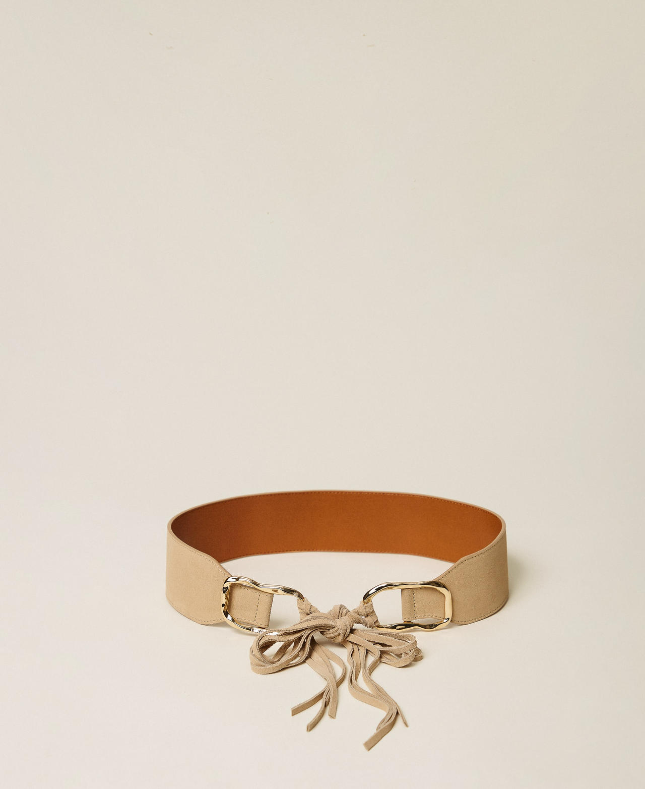 Ceinture en cuir velours avec anneaux