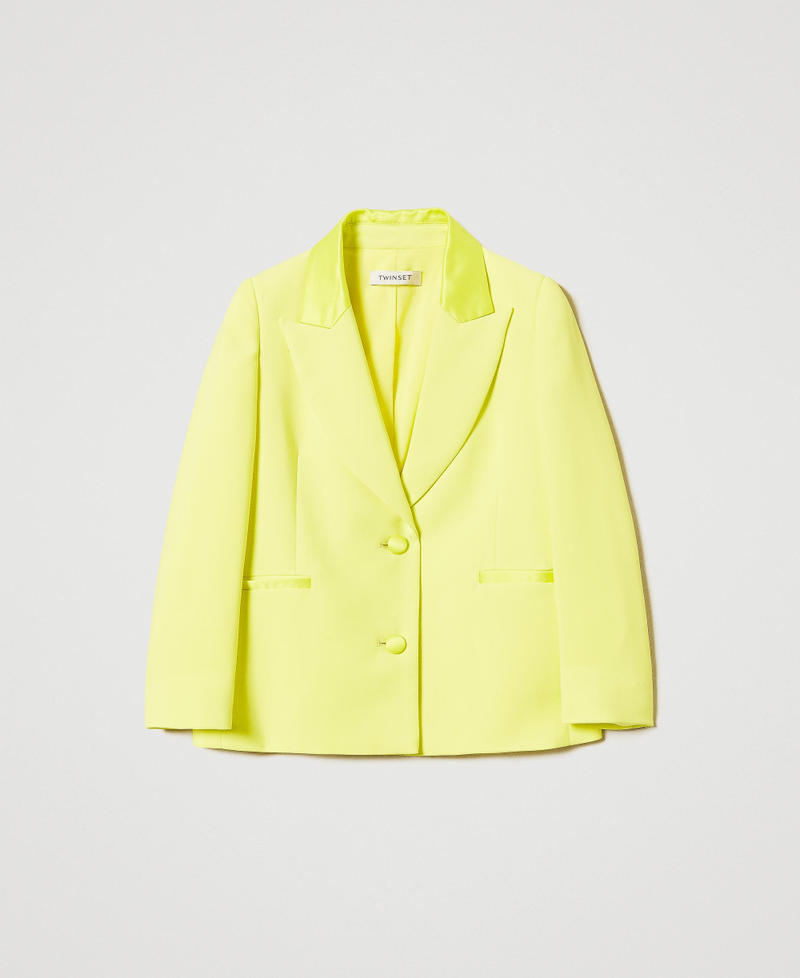 Crêpe and satin blazer Yellow Plum Girl 251GJ2QNA_12124_0S
