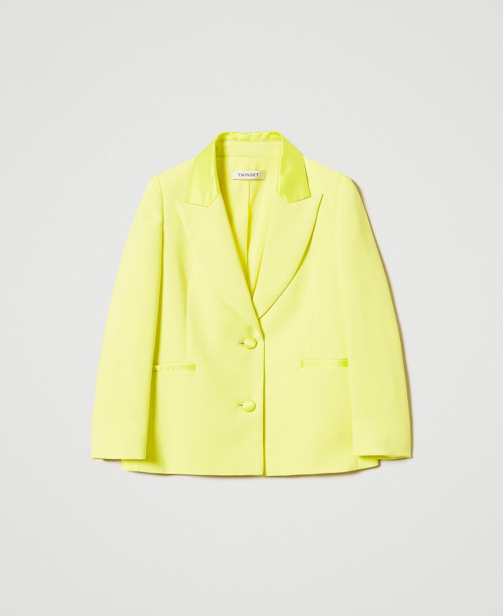 Blazer en cr&ecirc;pe et satin Yellow Plum Fille 251GJ2QNA_12124_S0