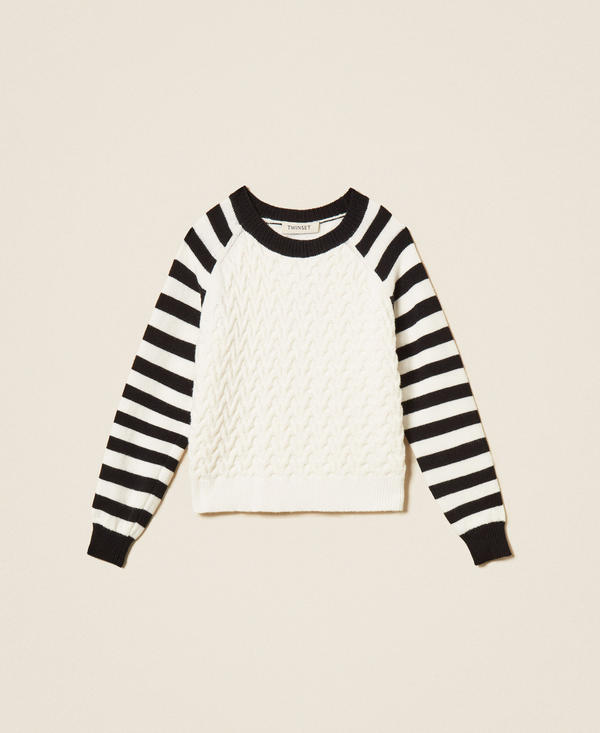 Jumper with striped sleeves
