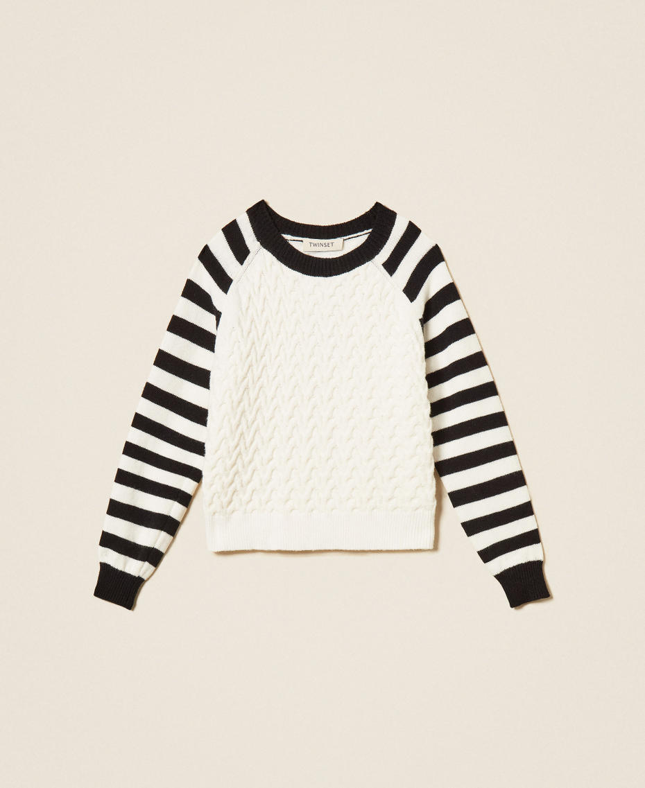 Jumper with striped sleeves "Snow" White/Black Stripes Girl 262GJ3043_13777_S0