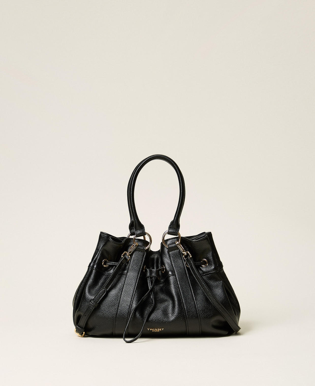 Twinset , Shopping Bags, Female, Black, One Size, Shopper Bag With Ruching - Image 3