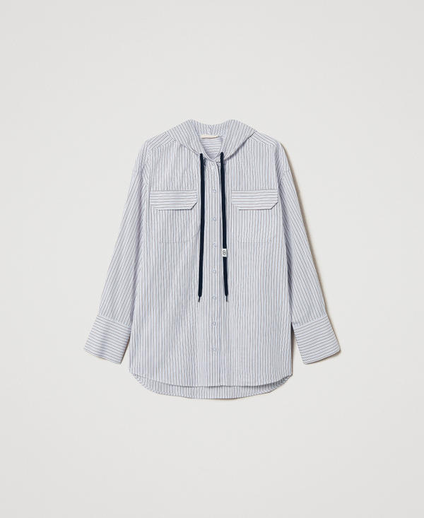 Camicia in popeline a righe con cappuccio